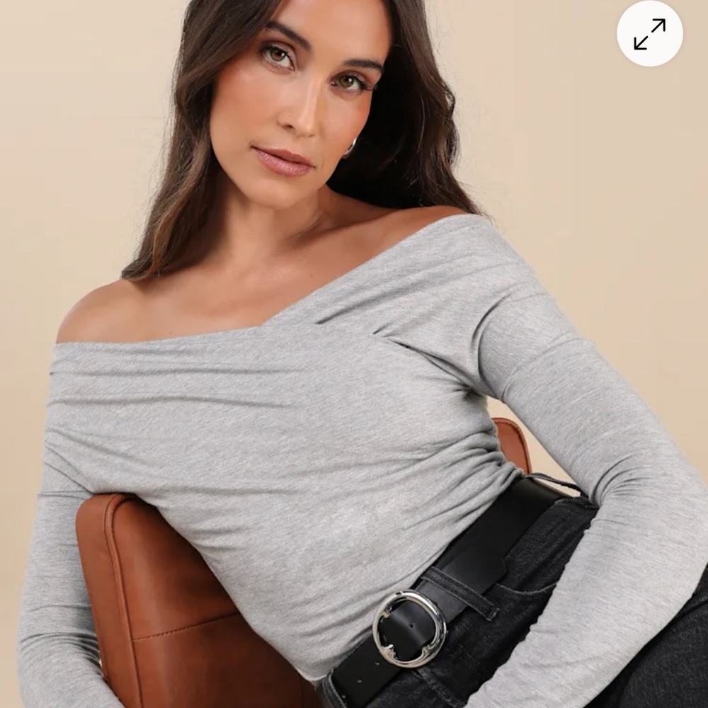Lulus Off-Shoulder Gray Top